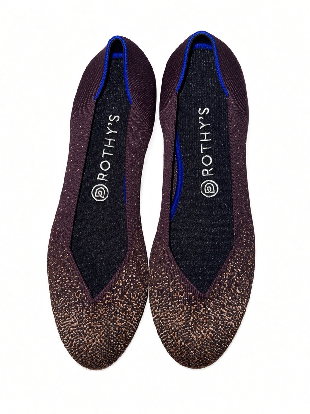Rothy's Women's Plum Knit Ballet Flats with Gold Fleck Daily Flat 10.5 NWOB